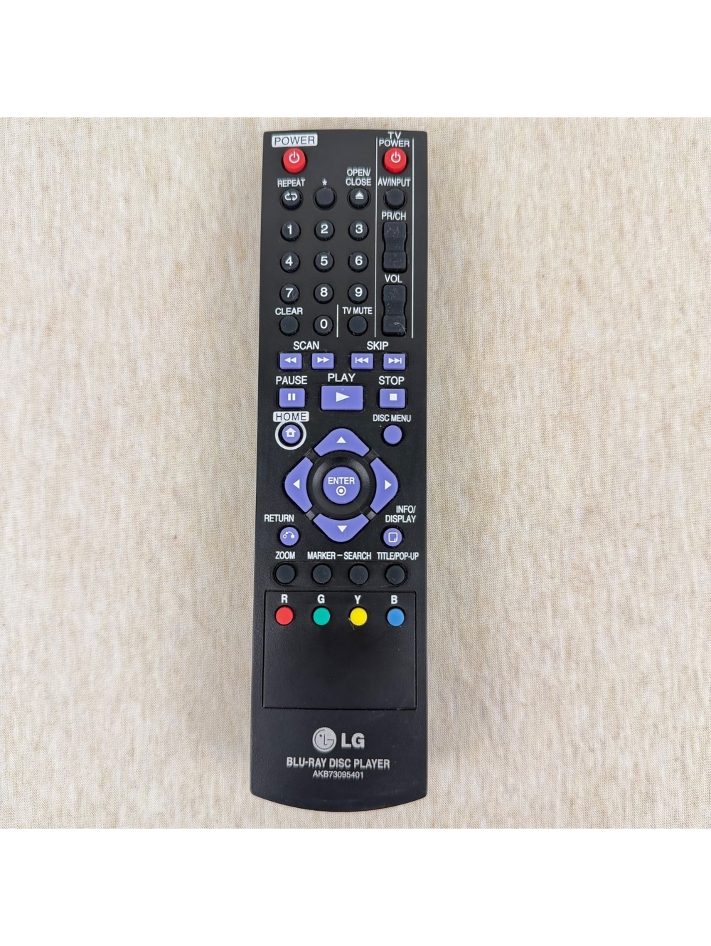 LG AKB73095401 OEM Blu-ray DVD Player Remote Tested Works IR